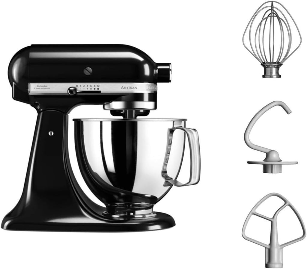 KitchenAid Robot Patissier I Artisan I Robot cuisine multifonctions à tête inclinable I Avec 4 accessoires I Bol de 4,8L | Crème