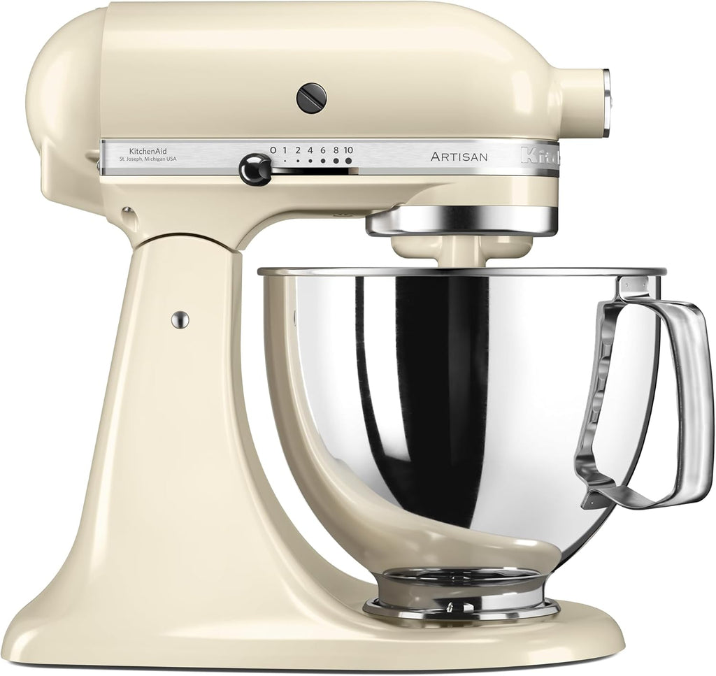 KitchenAid Robot Patissier I Artisan I Robot cuisine multifonctions à tête inclinable I Avec 4 accessoires I Bol de 4,8L | Crème
