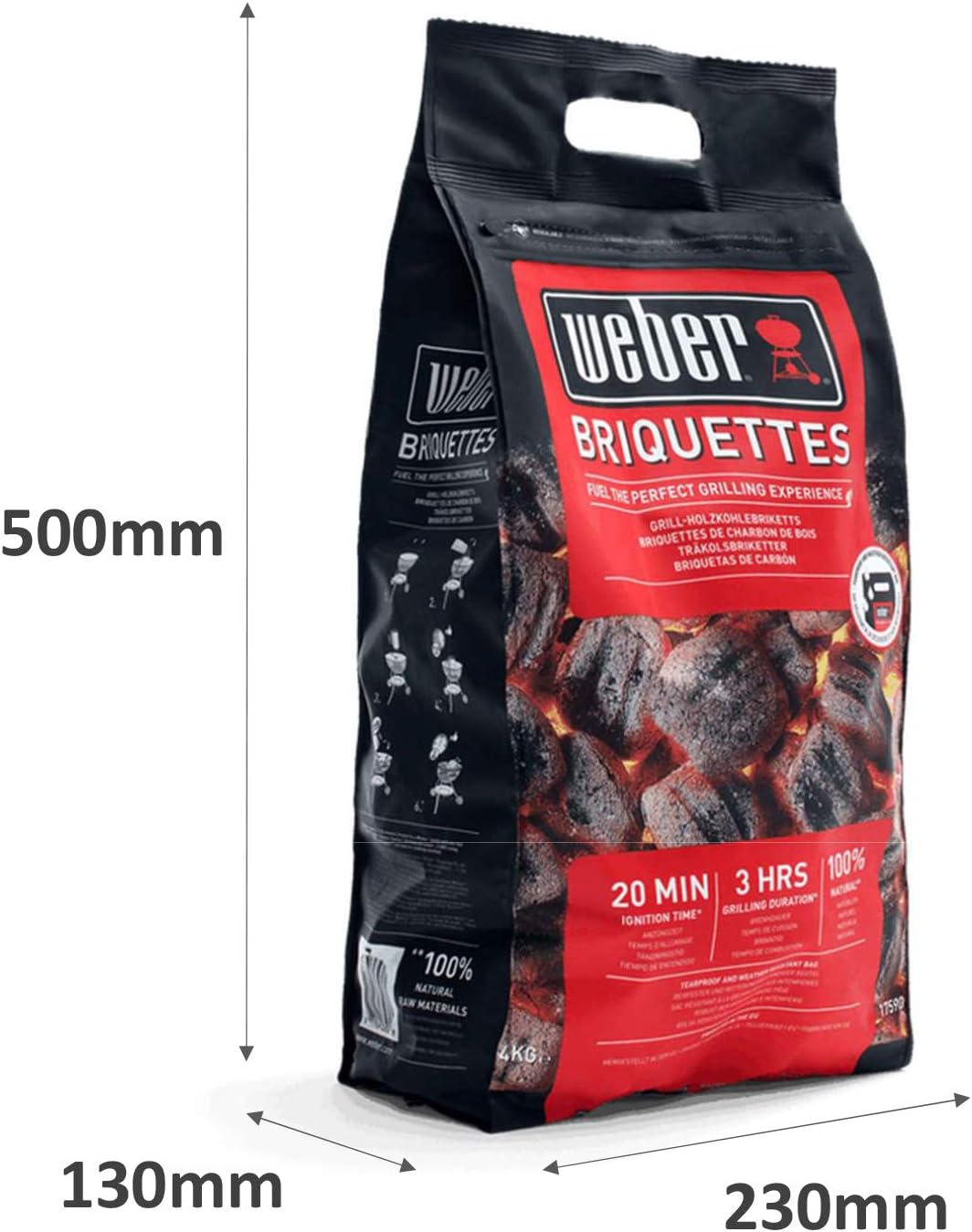 Weber Classic Kettle barbecue au charbon de bois, surface de cuisson ? 57cm, barbecue avec couvercle et cuve en acier emaillé, thermomètre intégré au couvercle, trépied et roues - Noir (1341504)