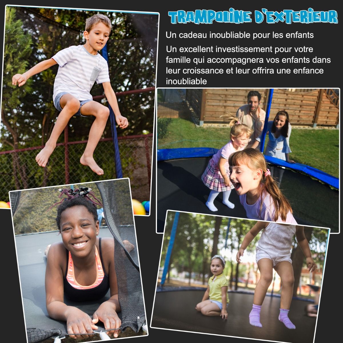 Trampoline d'Extérieur ?366 cm Trampoline avec Panier de Basket Filet de Protection Trampoline pour Enfants et Adultes